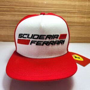 Scuderia Ferrari Hat Cap Kids Red White Official Licenced One Size Spell Out New